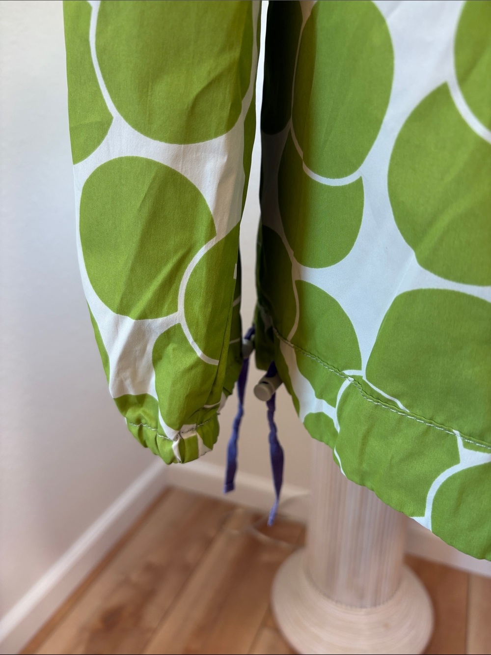 Boden NWOT Green White Giant Polka Dot Pullover Packable Anorak Jacket Size 8 - Picture 10 of 16